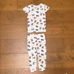 Magnetic Me White Pajama Set with Colorful Vehicle Print